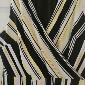 Striped Black and Yellow Wrap Dress